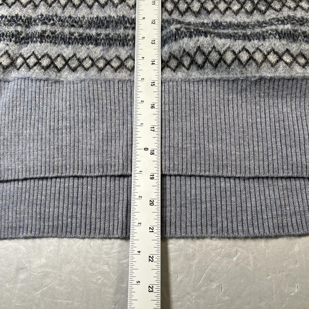 Pilcro Sweater Womens Small Gray Merino Wool Floral Applique Fair Isle Crewneck - Picture 8 of 10